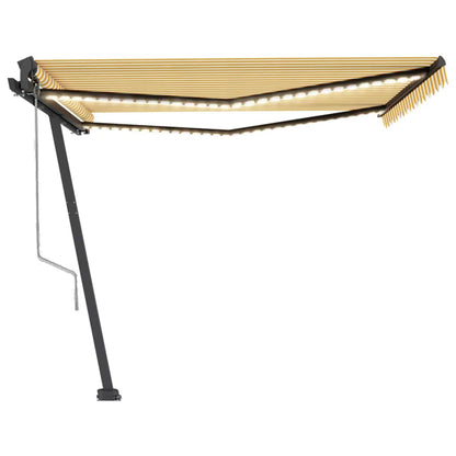 Tenda Automatica Sensore Vento e LED 450x350 cm Gialla Bianca