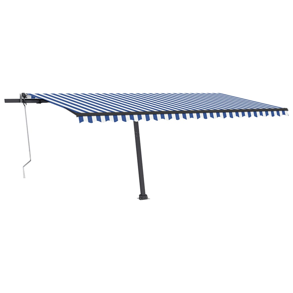 Tenda Automatica con Sensore Vento e LED 500x350 cm Blu Bianca