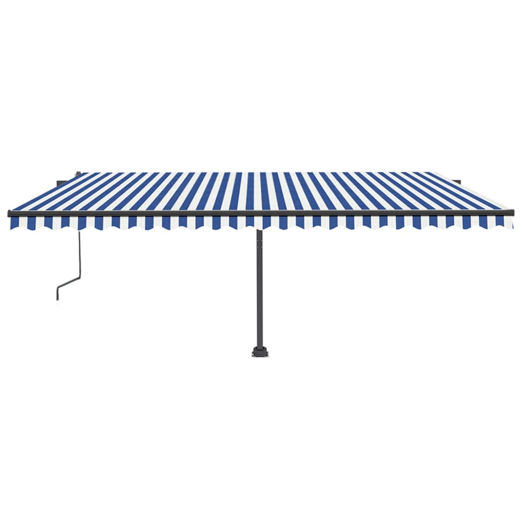 Tenda Automatica con Sensore Vento e LED 500x350 cm Blu Bianca