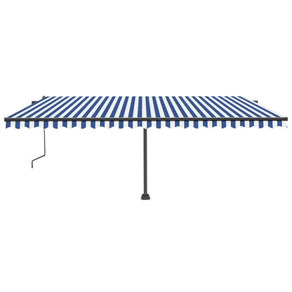Tenda Automatica con Sensore Vento e LED 500x350 cm Blu Bianca