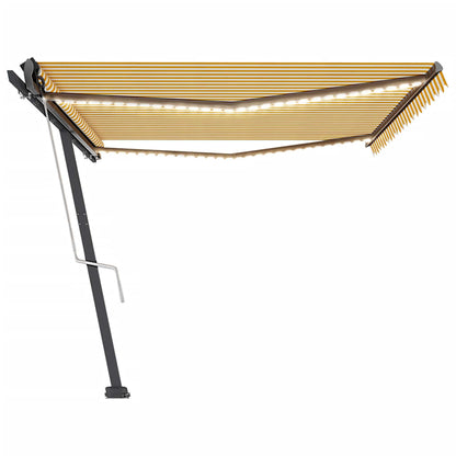 Tenda Automatica Sensore Vento e LED 500x350 cm Gialla Bianca
