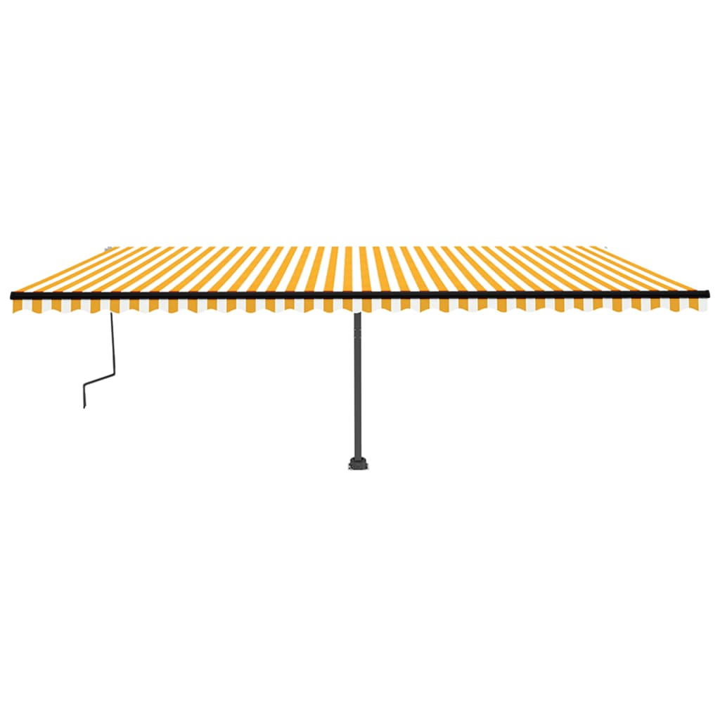 Tenda da Sole Retrattile Manuale LED 600x350 cm Giallo Bianco