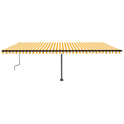Tenda da Sole Retrattile Manuale LED 600x350 cm Giallo Bianco