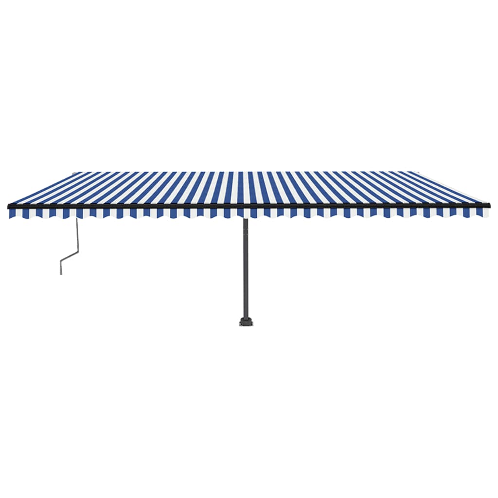 Tenda Automatica con Sensore Vento e LED 600x350 cm Blu Bianca