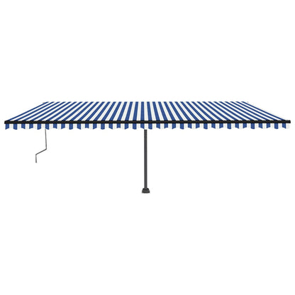 Tenda Automatica con Sensore Vento e LED 600x350 cm Blu Bianca