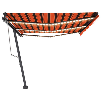 Tenda Automatica Sensore Vento e LED 600x350 cm Arancio Marrone
