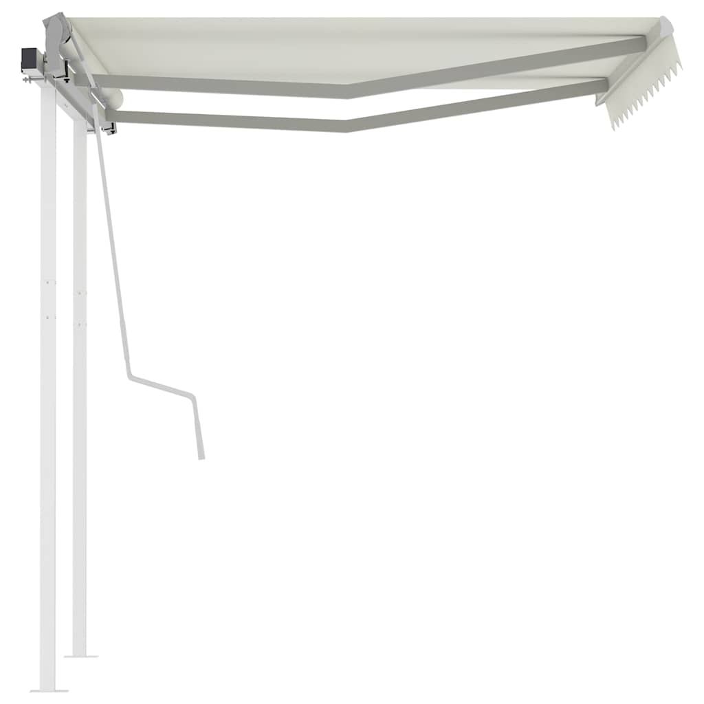 Tenda da Sole Retrattile Manuale con Pali 3x2,5 m Crema