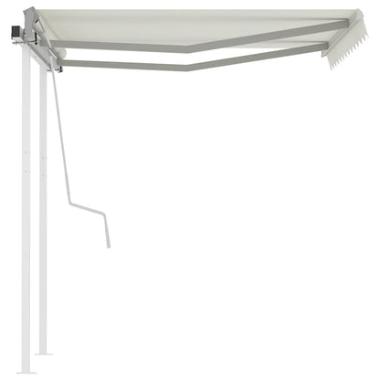 Tenda da Sole Retrattile Manuale con Pali 3x2,5 m Crema