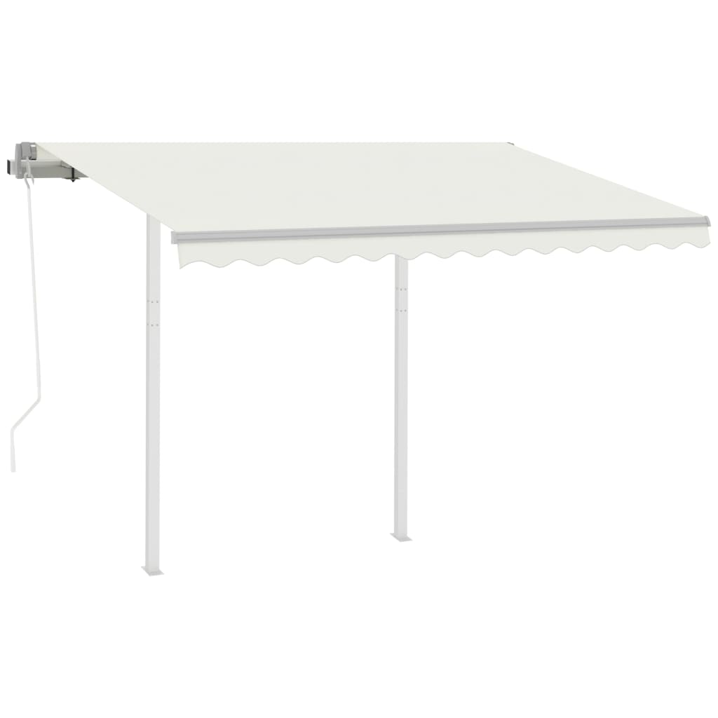 Tenda da Sole Retrattile Automatica con Pali 3x2,5 m Crema