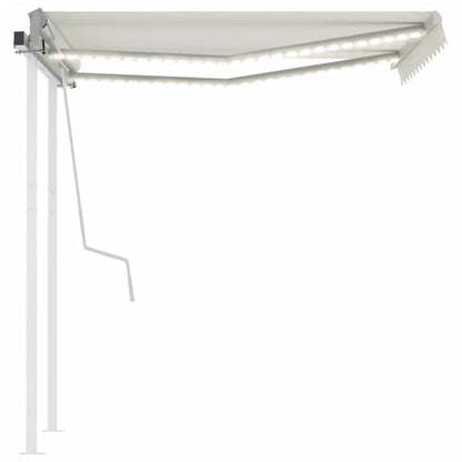 Tenda da Sole Retrattile Manuale con LED 3,5x2,5 m Crema