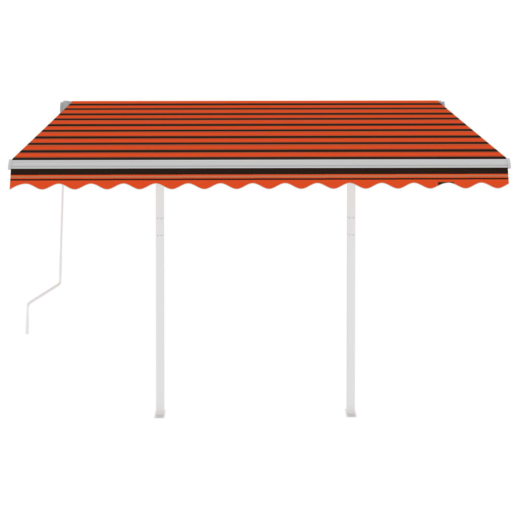Tenda Retrattile Automatica con Pali 3,5x2,5m Arancio e Marrone