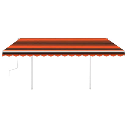 Tenda da Sole Retrattile Manuale con Pali 4x3m Arancio Marrone