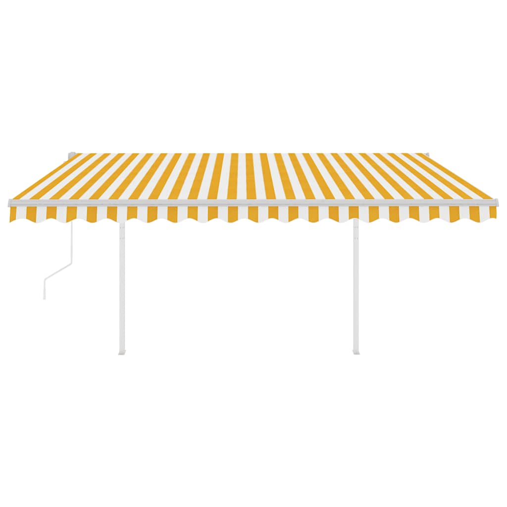 Tenda da Sole Retrattile Automatica con Pali 4x3m Gialla Bianca