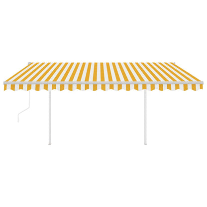 Tenda da Sole Retrattile Automatica con Pali 4x3m Gialla Bianca