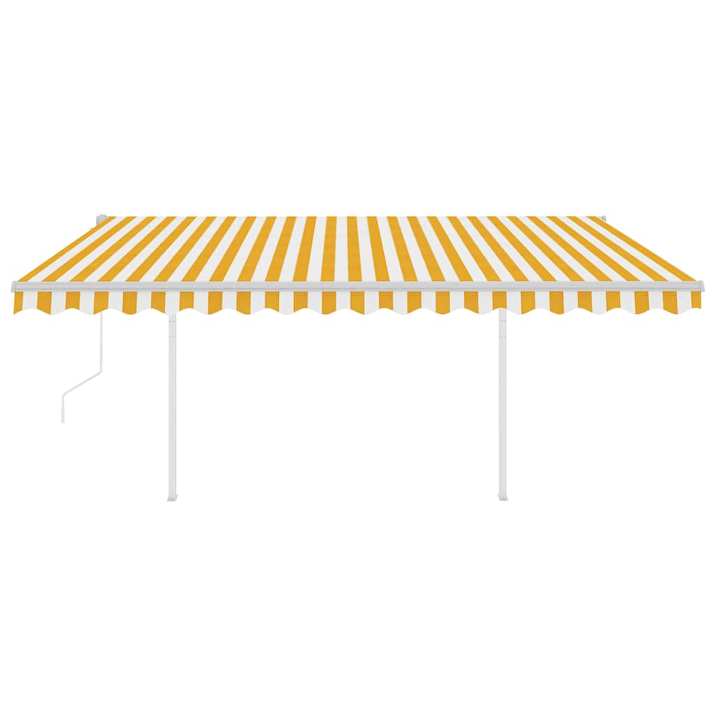 Tenda Automatica con Sensore Vento LED 4x3 m Gialla e Bianca