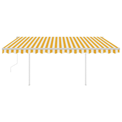 Tenda Automatica con Sensore Vento LED 4x3 m Gialla e Bianca