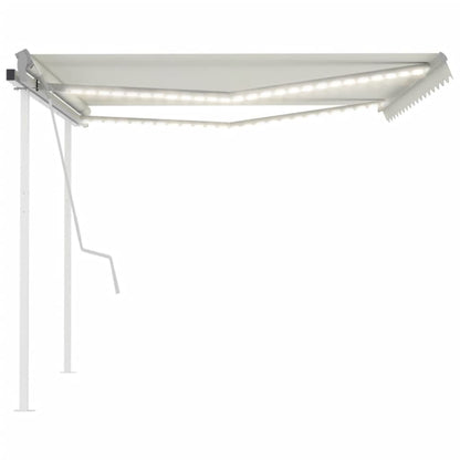 Tenda da Sole Retrattile Manuale con LED 4,5x3 m Crema