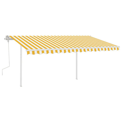 Tenda da Sole Retrattile Manuale LED 4,5x3 m Gialla Bianca