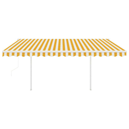 Tenda da Sole Retrattile Automatica Pali 4,5x3 m Gialla Bianca