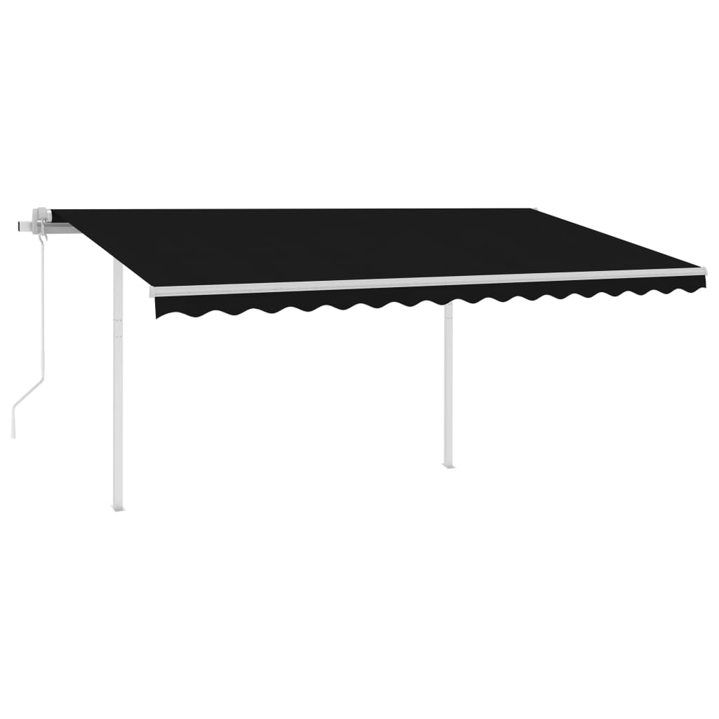 Tenda da Sole Retrattile Automatica con Pali 4,5x3 m Antracite