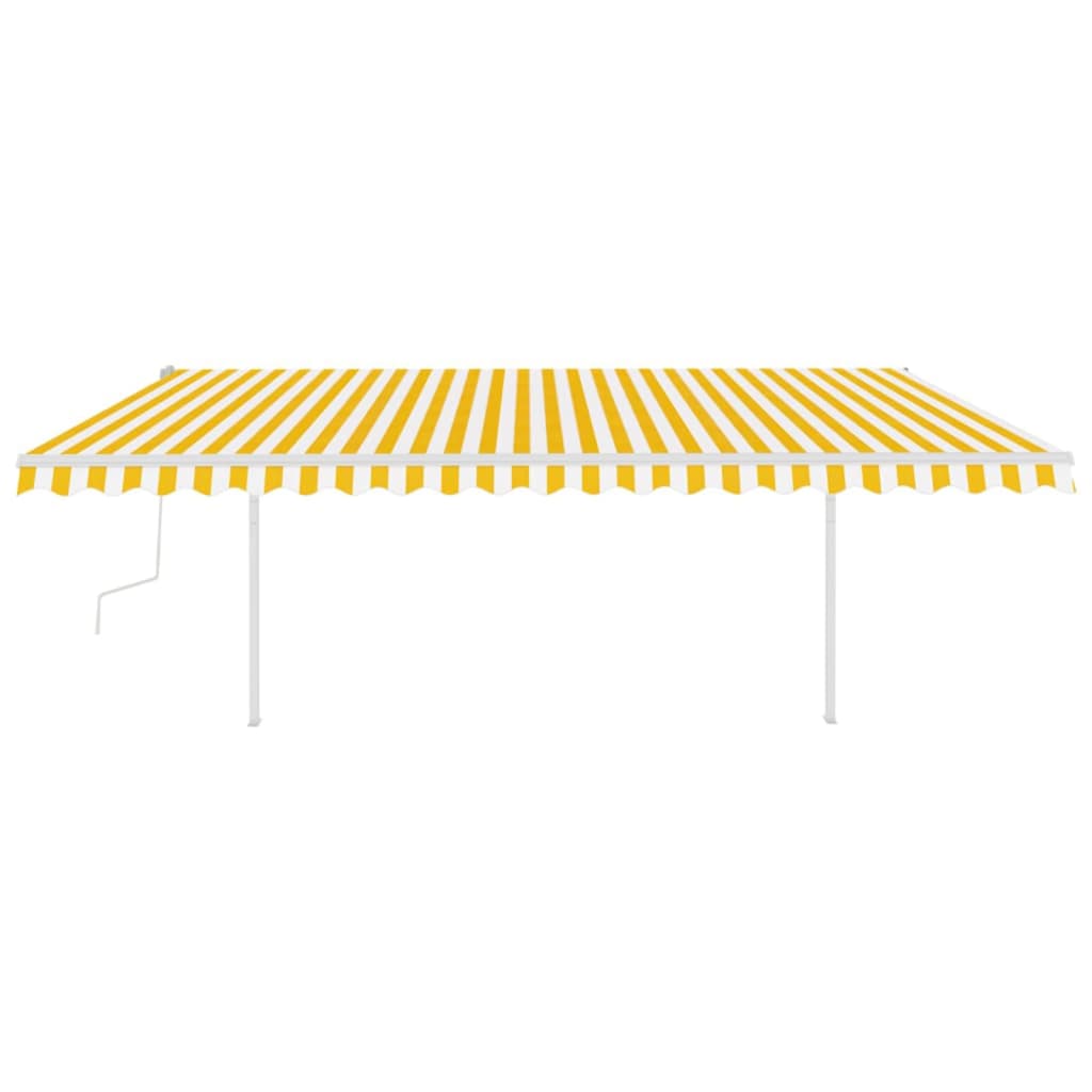 Tenda da Sole Retrattile Manuale con Pali 5x3 m Gialla e Bianca
