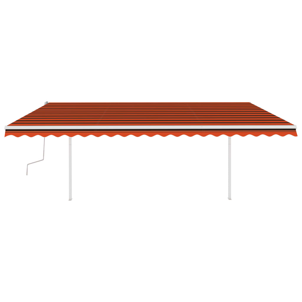 Tenda da Sole Retrattile Manuale con Pali 5x3 m Arancio Marrone