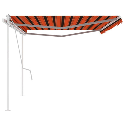Tenda da Sole Retrattile Manuale con Pali 5x3 m Arancio Marrone