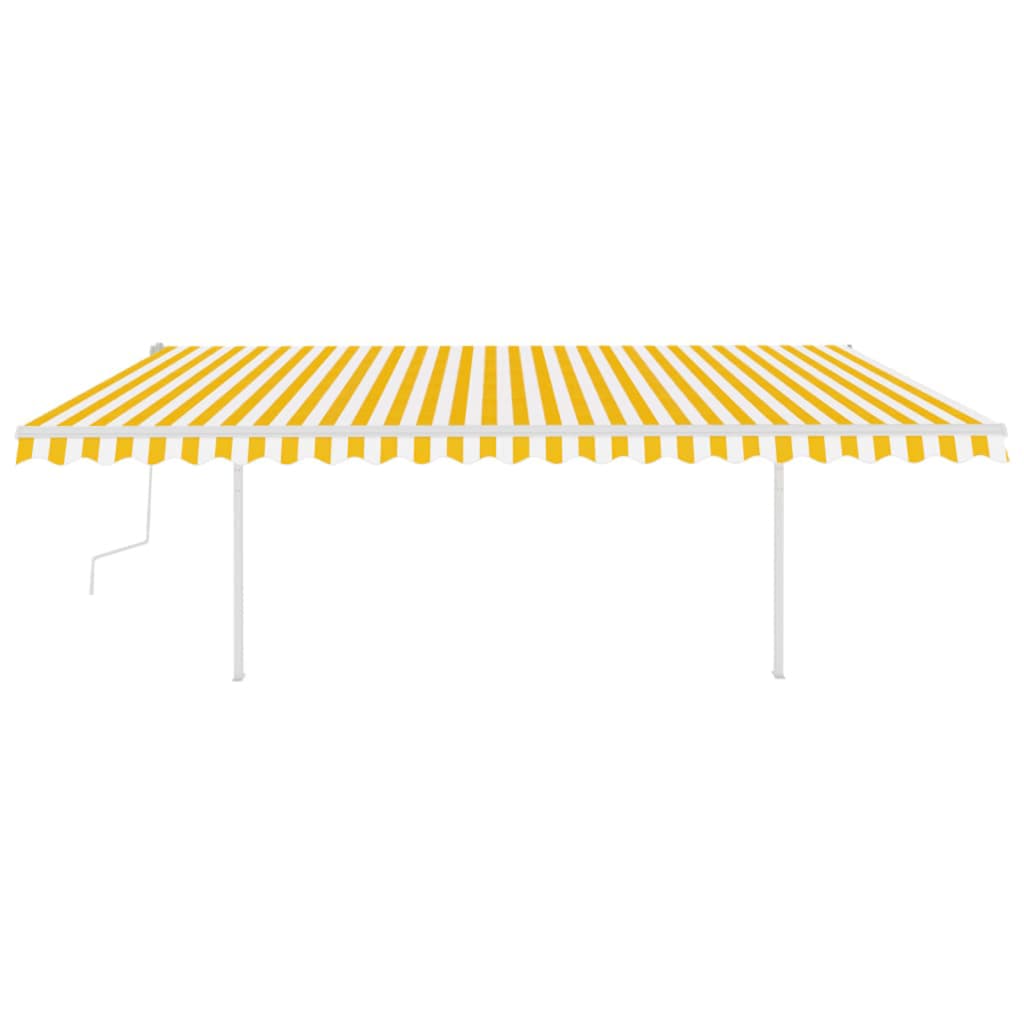 Tenda da Sole Retrattile Manuale LED 5x3 m Gialla Bianca