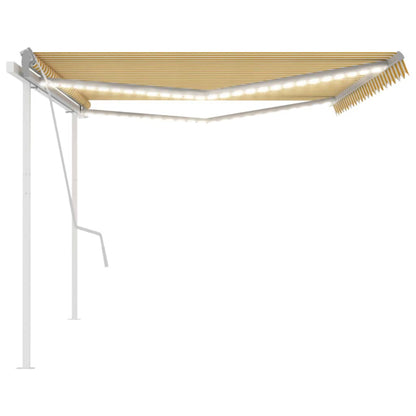 Tenda da Sole Retrattile Manuale LED 5x3 m Gialla Bianca