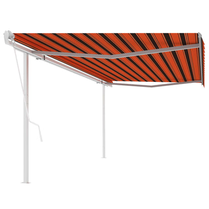 Tenda Sole Retrattile Automatica con Pali 5x3m Arancio Marrone