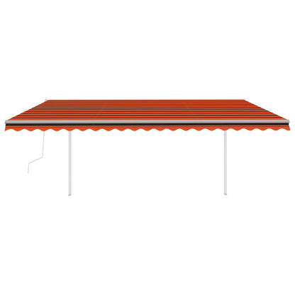 Tenda Sole Retrattile Automatica con Pali 5x3m Arancio Marrone