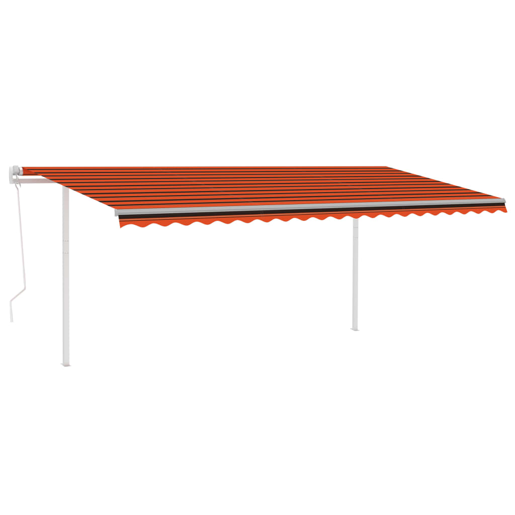Tenda Automatica Sensore Vento e LED 5x3 m Arancione e Marrone