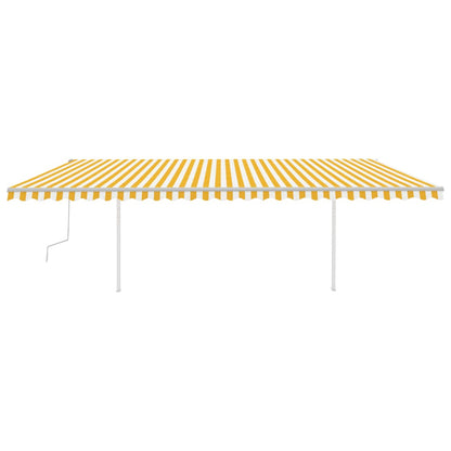 Tenda da Sole Retrattile Manuale con Pali 6x3m Gialla e Bianca