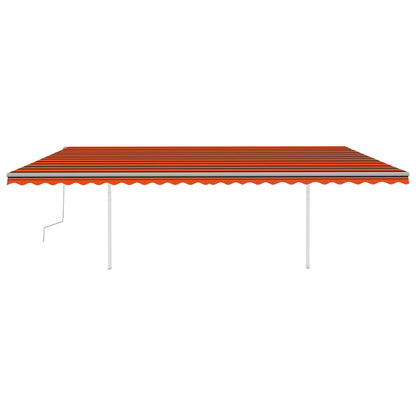 Tenda da Sole Retrattile Manuale con Pali 6x3 m Arancio Marrone
