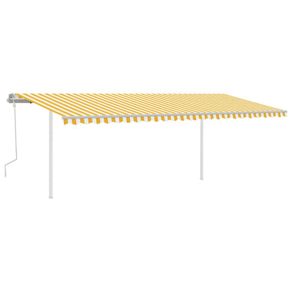 Tenda da Sole Retrattile Manuale e LED 6x3 m Gialla Bianca