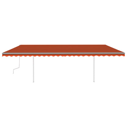Tenda da Sole Retrattile Manuale con LED 6x3m Arancione Marrone