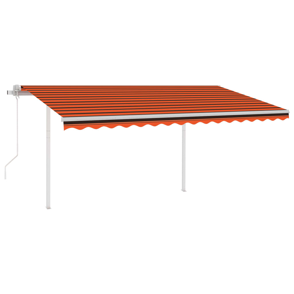 Tenda Sole Retrattile Automatica e Pali 4x3,5 m Arancio Marrone
