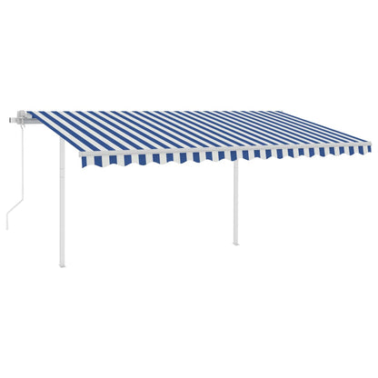 Tenda Automatica con Sensore Vento e LED 4x3,5 m Blu e Bianca