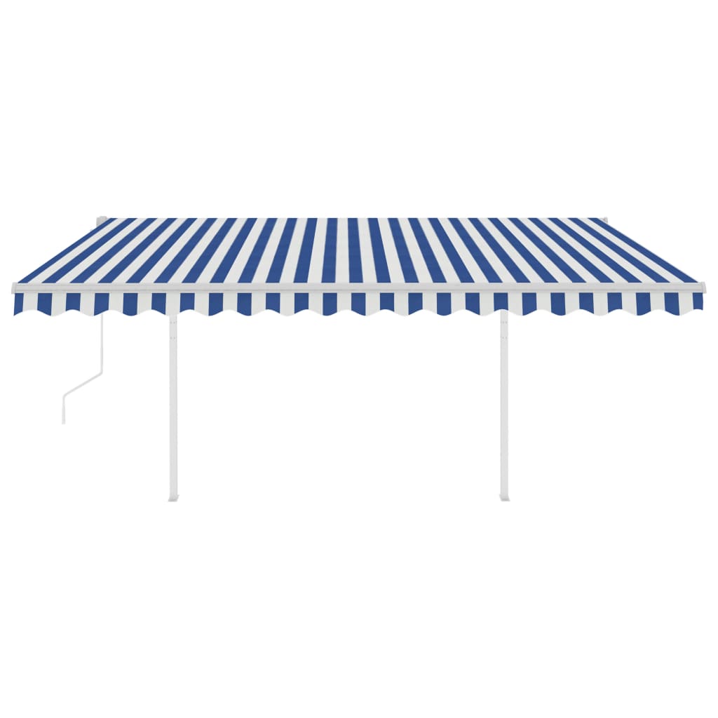 Tenda Automatica con Sensore Vento e LED 4x3,5 m Blu e Bianca