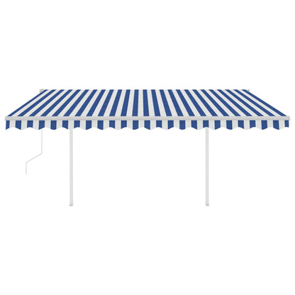 Tenda Automatica con Sensore Vento e LED 4x3,5 m Blu e Bianca