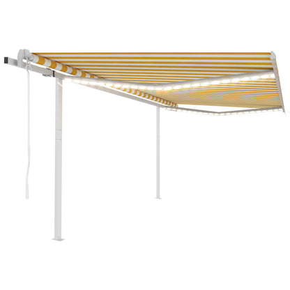 Tenda Automatica con Sensore Vento LED 4x3,5 m Gialla e Bianca