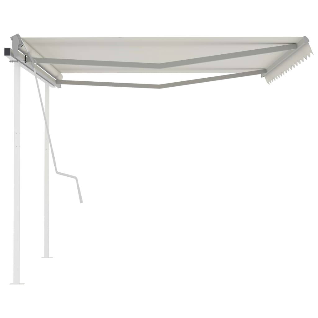Tenda da Sole Retrattile Manuale con Pali 4,5x3,5 m Crema