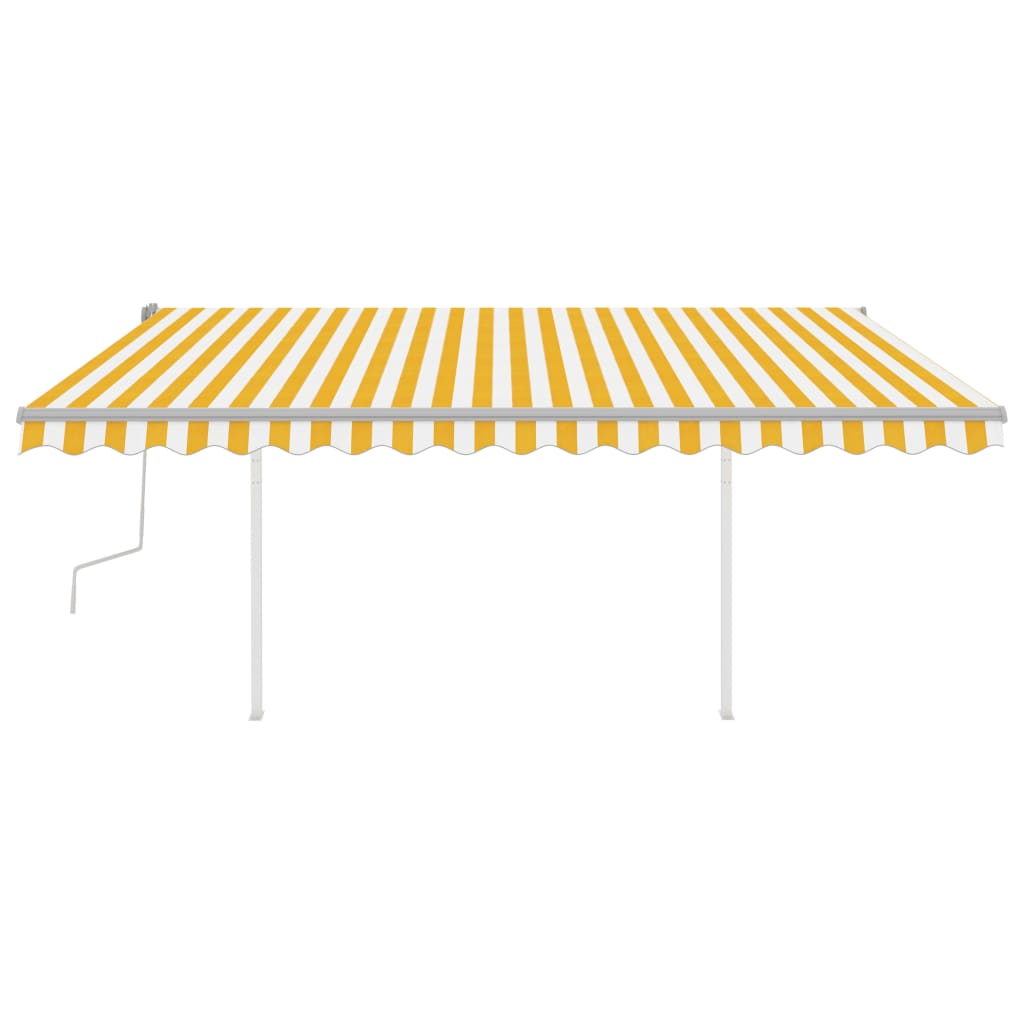 Tenda da Sole Retrattile Manuale con LED 4,5x3,5m Gialla Bianca