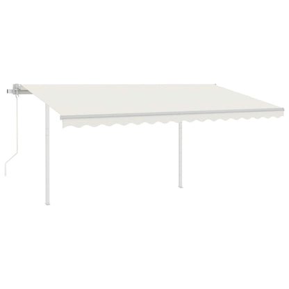 Tenda da Sole Retrattile Manuale con Pali 4,5x3,5 m Crema