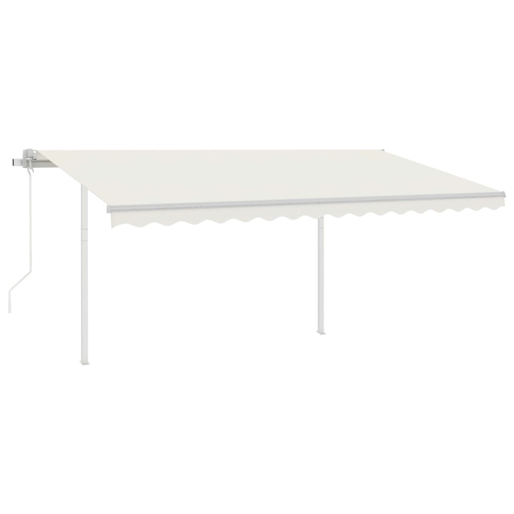 Tenda da Sole Retrattile Manuale con Pali 4,5x3,5 m Crema