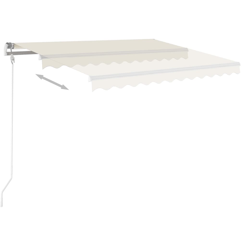 Tenda da Sole Retrattile Manuale con Pali 4,5x3,5 m Crema