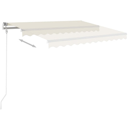 Tenda da Sole Retrattile Manuale con Pali 4,5x3,5 m Crema