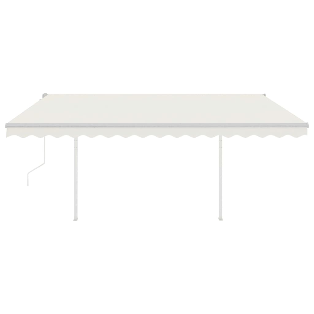 Tenda da Sole Retrattile Manuale con Pali 4,5x3,5 m Crema