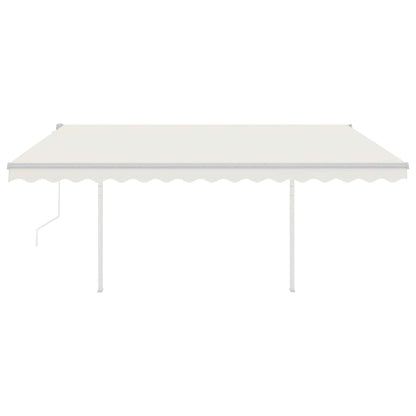 Tenda da Sole Retrattile Manuale con Pali 4,5x3,5 m Crema