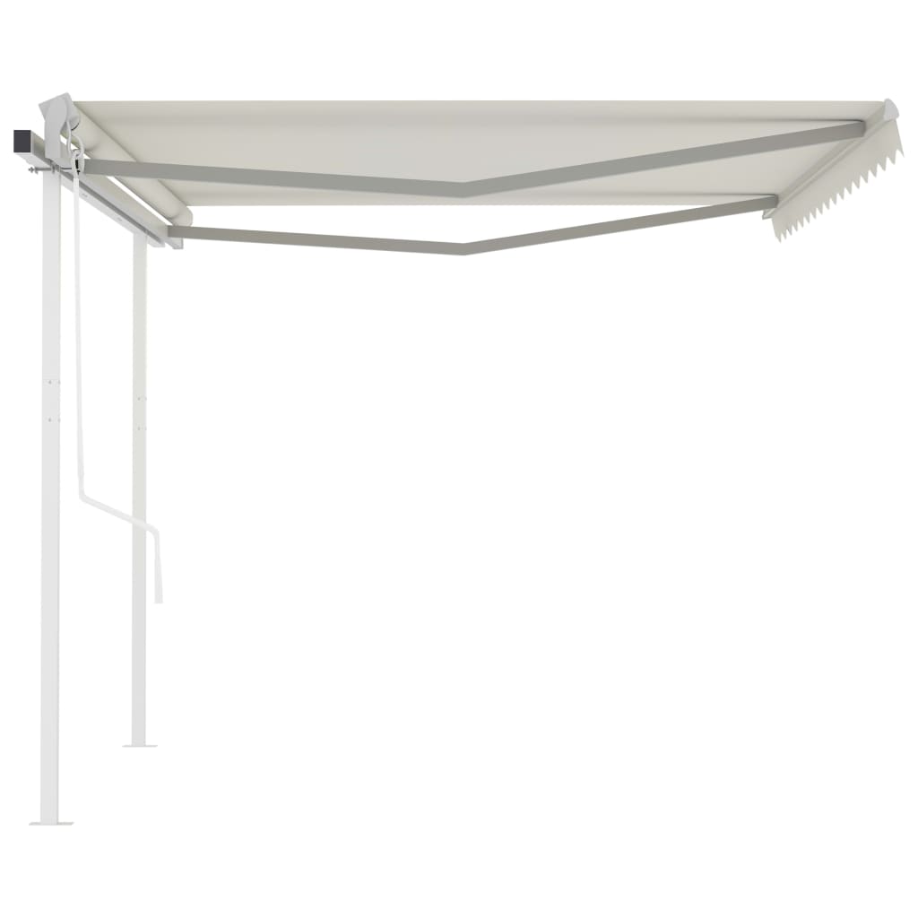 Tenda da Sole Retrattile Manuale con Pali 4,5x3,5 m Crema